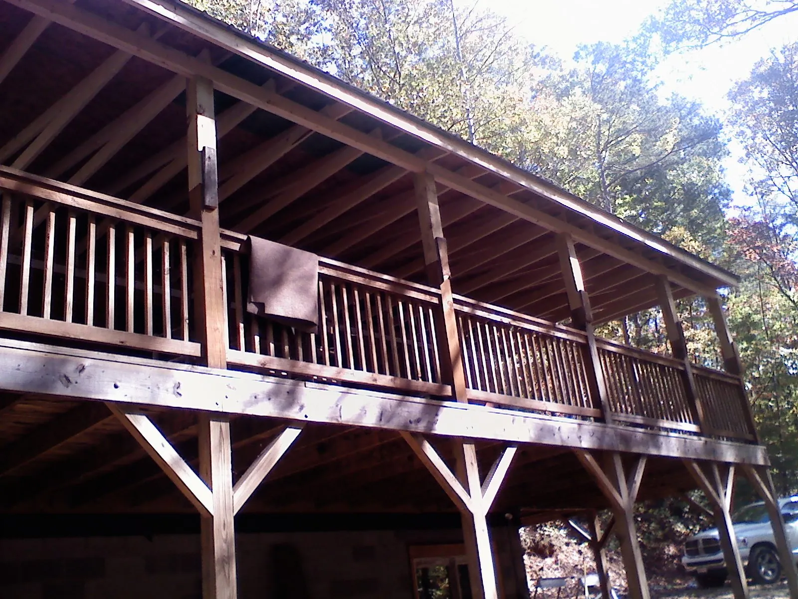 Timber framing under a new elevated porch and deck — Roof Leak Repair in Watkinsville by Roofing Brothers